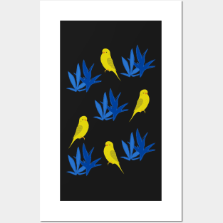 Yellow bird Parrot Pattern Posters and Art